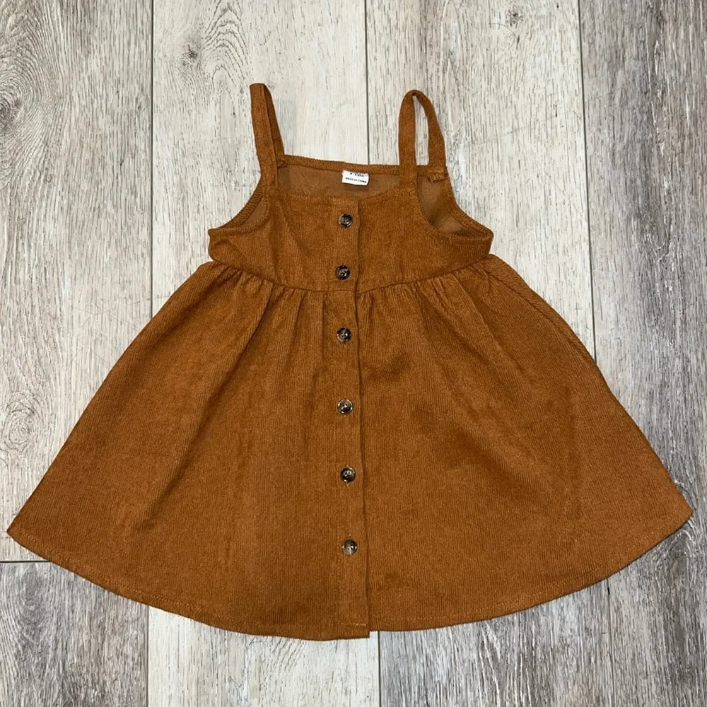 Baby Girl Button Front Corduroy Camo Dress